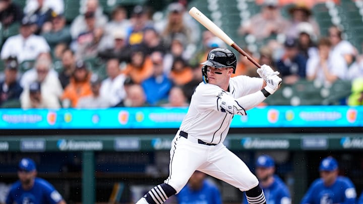 Detroit Tigers third baseman Kevin McGonigle gets ready to bat.