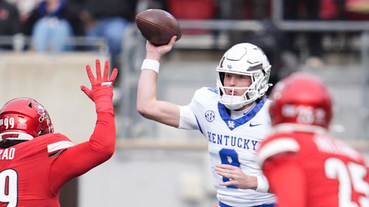 Kentucky Wildcats quarterback Cutter Boley (8) during the game against Louisville Saturday, November 29, 2025 in Louisville, Kentucky. The Cats fell to 5-7 with the 41-0 loss to the Cardinals; missing out on a bowl.