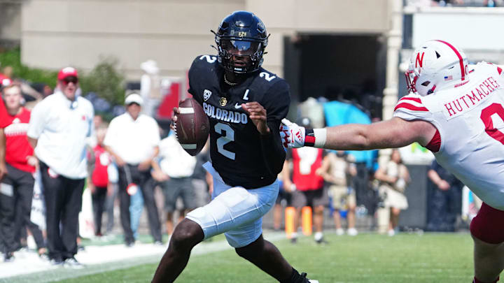 Sep 9, 2023; Boulder, Colorado, USA; Colorado Buffaloes quarterback Shedeur Sanders (2) scrambles