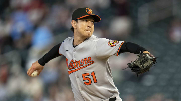 Baltimore Orioles relief pitcher Matt Bowman (51) delivers a pitch against the Minnesota Twins in the eighth inning at Target Field. Baltimore Orioles relief pitcher Matt Bowman (51) delivers a pitch against the Minnesota Twins in the eighth inning at Target Field.