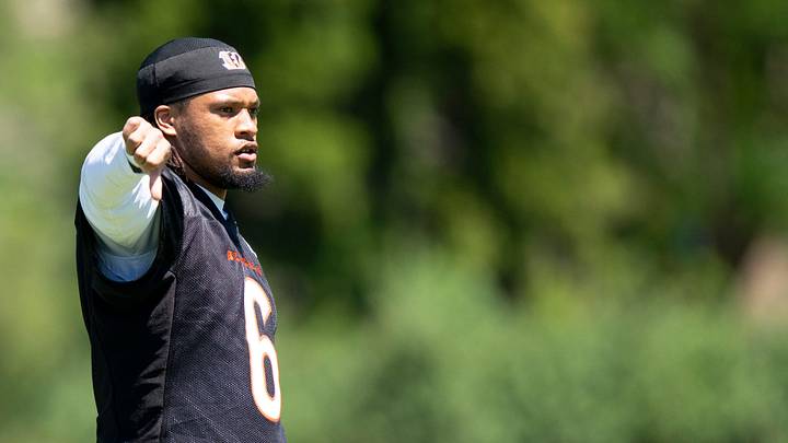 Cincinnati Bengals safety Bryan Cook (6) gestures during spring practice on at the Kettering Practice Fields on Tuesday, June 2, 2026. Cincinnati Bengals safety Bryan Cook (6) gestures during spring practice on at the Kettering Practice Fields on Tuesday, June 2, 2026.