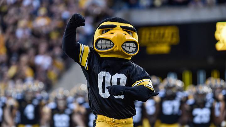 Aug 31, 2019; Iowa City, IA, USA; Herky leads the Iowa Hawkeyes onto the field before the game against the Miami (Oh) Redhawks at Kinnick Stadium. Mandatory Credit: Jeffrey Becker-USA TODAY Sports Aug 31, 2019; Iowa City, IA, USA; Herky leads the Iowa Hawkeyes onto the field before the game against the Miami (Oh) Redhawks at Kinnick Stadium. Mandatory Credit: Jeffrey Becker-USA TODAY Sports