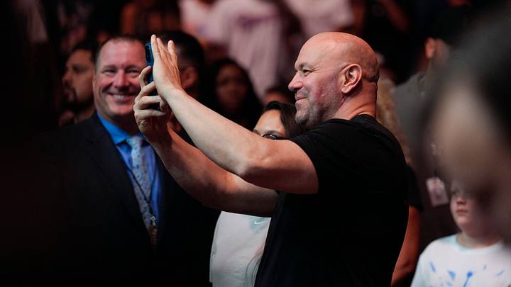 UFC President Dana White takes a photo after Dricus Du Plessis fought Kamaru Usman during UFC Fight Night 281 at Paycom Center in Oklahoma City, Saturday, July 18, 2026. UFC President Dana White takes a photo after Dricus Du Plessis fought Kamaru Usman during UFC Fight Night 281 at Paycom Center in Oklahoma City, Saturday, July 18, 2026.