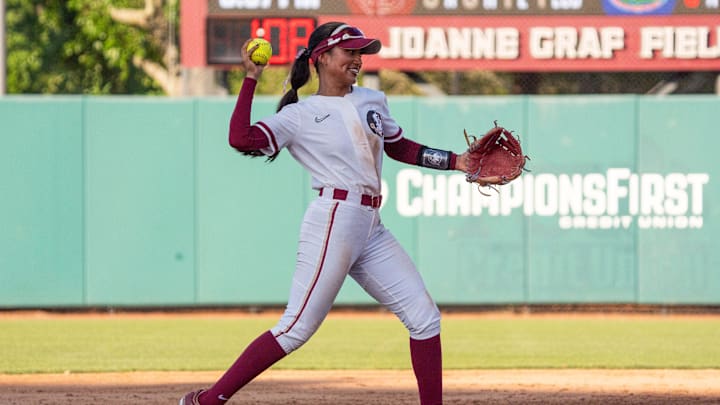 Florida State shortstop Isa Torres makes a play during the win over Florida on Wednesday, April 2, 2025, in Tallahassee.