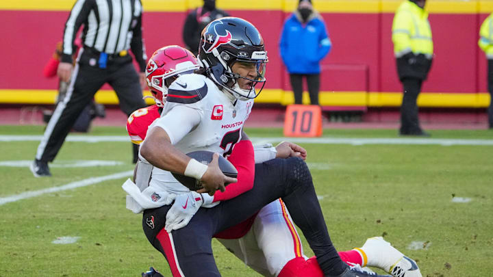 C.J. Stroud was sacked 52 times last season, the second-most in the NFL.