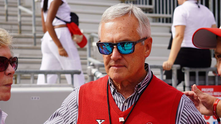 Former Ohio State coach Jim Tressel meets with fans prior to the Buckeyes' game against Youngstown State at Ohio Stadium, Sept. 9, 2023.