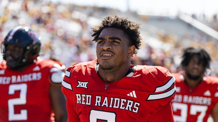 Oct 18, 2025; Tempe, Arizona, USA; Texas Tech Red Raiders linebacker Romello Height (9) against the Arizona State Sun Devils at Mountain America Stadium. Mandatory Credit: Mark J. Rebilas-Imagn Images