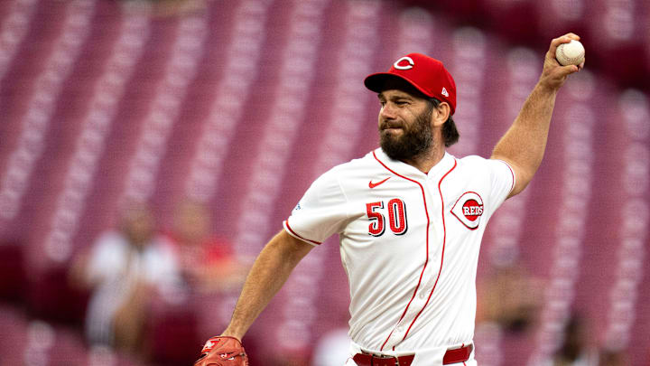 Cincinnati Reds pitcher Sam Moll (50) pitches in the third inning of the MLB game between the Cincinnati Reds and Oakland Athletics at Great American Ball Park in Cincinnati on Wednesday, Aug. 28, 2024.