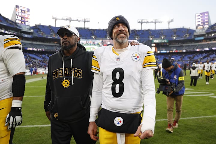 Pittsburgh Steelers head coach Mike Tomlin and quarterback Aaron Rodgers Pittsburgh Steelers head coach Mike Tomlin and quarterback Aaron Rodgers