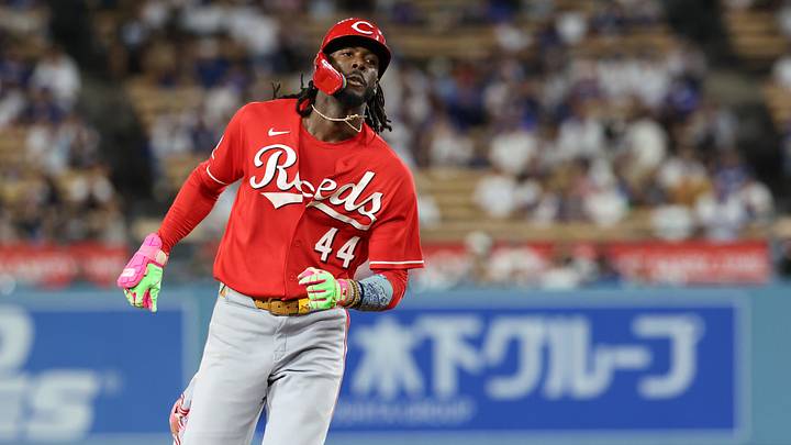 Sep 9, 2026; Los Angeles, California, USA; Cincinnati Reds shortstop Elly de la Cruz (44) runs around bases after hitting a home run during the fourth inning against the Los Angeles Dodgers at Dodger Stadium. Mandatory Credit: Kiyoshi Mio-Imagn Images Sep 9, 2026; Los Angeles, California, USA; Cincinnati Reds shortstop Elly de la Cruz (44) runs around bases after hitting a home run during the fourth inning against the Los Angeles Dodgers at Dodger Stadium. Mandatory Credit: Kiyoshi Mio-Imagn Images