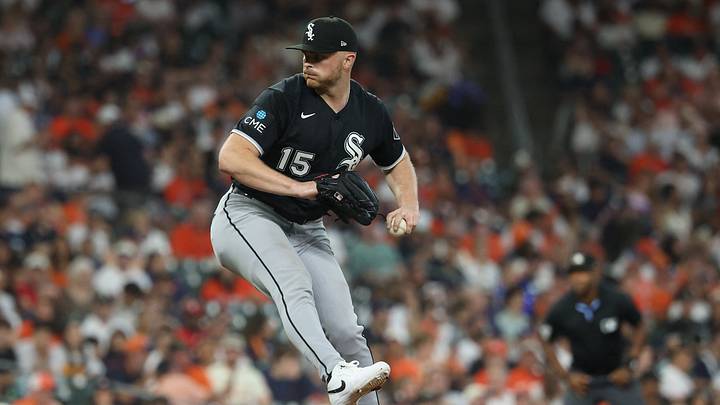 Sep 29, 2026; Houston, Texas, USA;  Chicago White Sox pitcher Sean Newcomb (15) throws a pitch in the fifth inning against the Houston Astros during game one of the Wildcard round for the 2026 MLB Playoffs at Daikin Park.  Mandatory Credit: Troy Taormina-Imagn Images