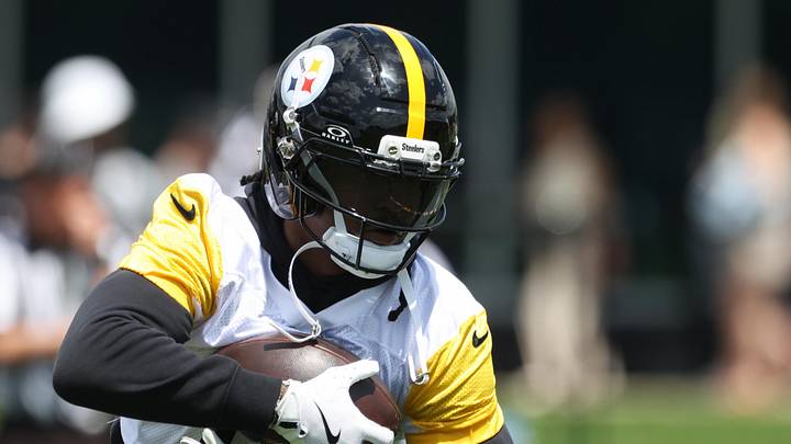 May 28, 2026; Pittsburgh, PA, USA;  Pittsburgh Steelers running back Rico Dowdle (13) participates in OTA  drills at the UPMC Rooney Sports Complex. Mandatory Credit: Charles LeClaire-Imagn Images
