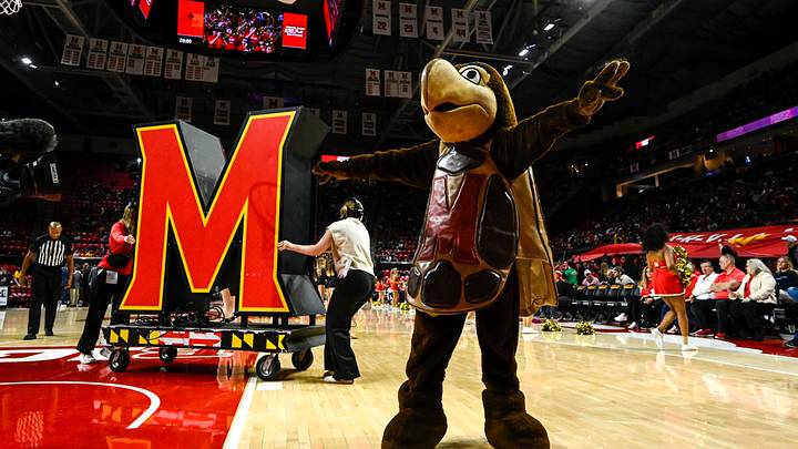Dec 28, 2025; College Park, Maryland, USA; Maryland Terrapins mascot on the court before the game against the Old Dominion Monarchs at Xfinity Center. Mandatory Credit: Tommy Gilligan-Imagn Images Dec 28, 2025; College Park, Maryland, USA; Maryland Terrapins mascot on the court before the game against the Old Dominion Monarchs at Xfinity Center. Mandatory Credit: Tommy Gilligan-Imagn Images