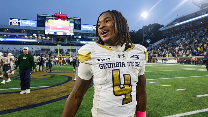 Oct 10, 2026; Atlanta, Georgia, USA; Georgia Tech Yellow Jackets wide receiver Jordan Allen (4) celebrates after a victory over the Duke Blue Devils at Bobby Dodd Stadium at Hyundai Field. Mandatory Credit: Brett Davis-Imagn Images Oct 10, 2026; Atlanta, Georgia, USA; Georgia Tech Yellow Jackets wide receiver Jordan Allen (4) celebrates after a victory over the Duke Blue Devils at Bobby Dodd Stadium at Hyundai Field. Mandatory Credit: Brett Davis-Imagn Images