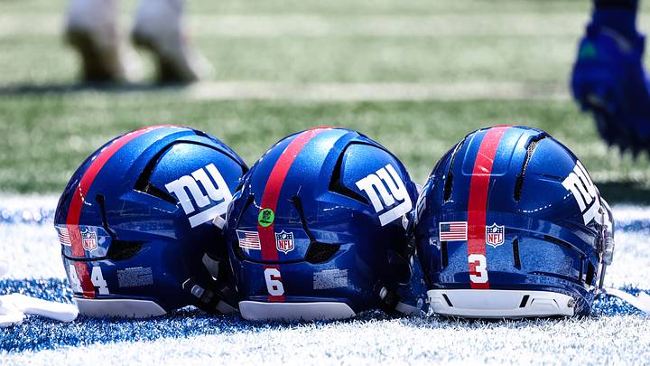 New York Giants helemts. New York Giants helemts.