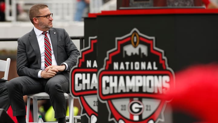 Georgia Director of Athletics Josh Brooks looks on during the national championship celebration at Sanford Stadium in Athens, Ga., on Saturday, Jan. 15, 2022.

Syndication Online Athens