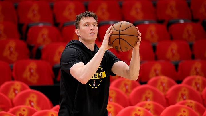 Los Angeles Lakers guard Dalton Knecht (4) warms up prior to game six of the first round of the 2026 NBA Playoffs against the Houston Rockets at Toyota Center on May 1, 2026.