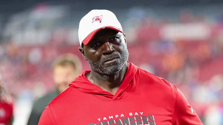 Tampa Bay Buccaneers head coach Todd Bowles looks on after a preseason game against the Tennessee Titans.