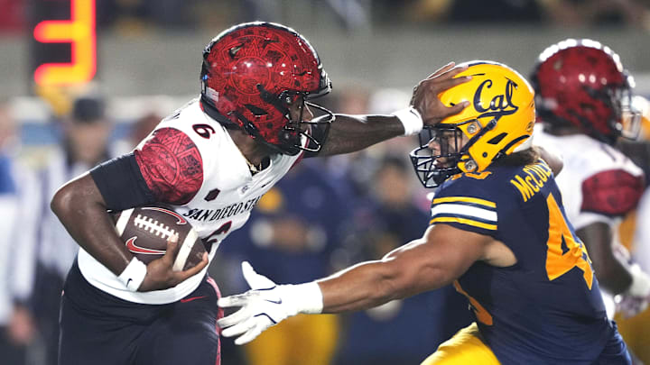 Cal outside linebacker Ryan McCulloch makes a play in last year's game against San Diego State