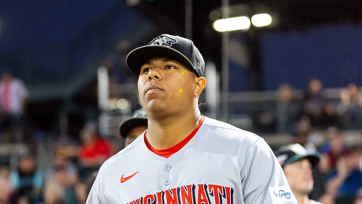 Nov 9, 2025; Mesa, AZ, USA; Cincinnati Reds catcher Alfredo Duno during the Arizona Fall League Fall Stars Game at Sloan Park. Mandatory Credit: Mark J. Rebilas-Imagn Images Nov 9, 2025; Mesa, AZ, USA; Cincinnati Reds catcher Alfredo Duno during the Arizona Fall League Fall Stars Game at Sloan Park. Mandatory Credit: Mark J. Rebilas-Imagn Images