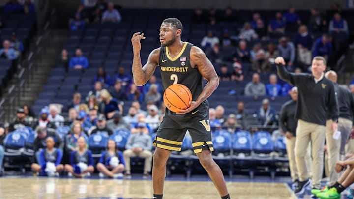 Dec 17, 2025; Memphis, Tennessee, USA; Vanderbilt Commodores guard Duke Miles (2) calls a play against the Memphis Tigers during the first half at FedExForum. Mandatory Credit: Wesley Hale-Imagn Images Dec 17, 2025; Memphis, Tennessee, USA; Vanderbilt Commodores guard Duke Miles (2) calls a play against the Memphis Tigers during the first half at FedExForum. Mandatory Credit: Wesley Hale-Imagn Images