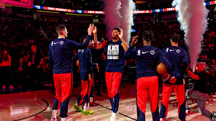 Feb 23, 2025; New Orleans, Louisiana, USA;  New Orleans Pelicans guard Trey Murphy III (25) is announced to the fans before the game against the San Antonio Spurs at Smoothie King Center. Mandatory Credit: Stephen Lew-Imagn Images