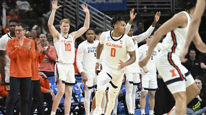 Mar 23, 2024; Omaha, NE, USA; Illinois Fighting Illini guard Terrence Shannon Jr. (0) looks on