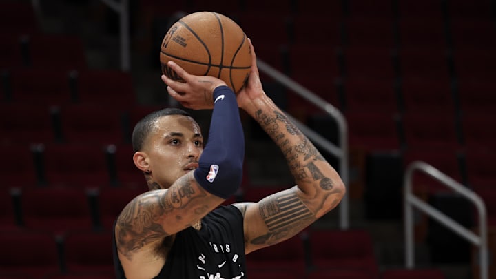 Nov 11, 2024; Houston, Texas, USA; Washington Wizards forward Kyle Kuzma (33) warms up before playing against the Houston Rockets at Toyota Center. Mandatory Credit: Thomas Shea-Imagn Images Nov 11, 2024; Houston, Texas, USA; Washington Wizards forward Kyle Kuzma (33) warms up before playing against the Houston Rockets at Toyota Center. Mandatory Credit: Thomas Shea-Imagn Images