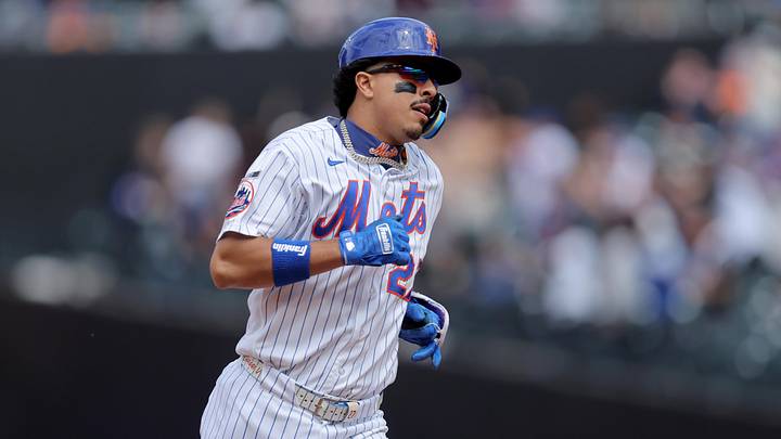 May 14, 2026; New York City, New York, USA; New York Mets first baseman Mark Vientos (27) rounds the bases after hitting a two run home run against the Detroit Tigers during the fifth inning at Citi Field. Mandatory Credit: Brad Penner-Imagn Images