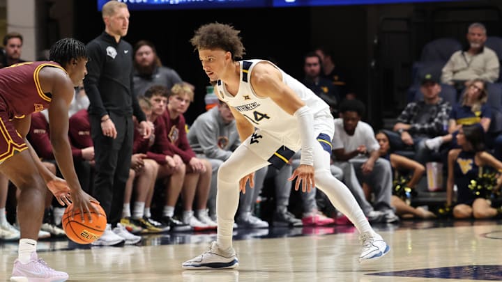 West Virginia University guard Jayden Stone West Virginia University guard Jayden Stone