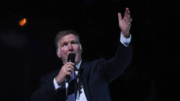 Jan 14, 2023; Chicago, Illinois, USA; Chicago Blackhawks anthem singer Jim Cornelison sings the U.S. National Anthem before a game against the Seattle Kraken at United Center. Seattle defeated Chicago 8-5. Mandatory Credit: Jamie Sabau-USA TODAY Sports Jan 14, 2023; Chicago, Illinois, USA; Chicago Blackhawks anthem singer Jim Cornelison sings the U.S. National Anthem before a game against the Seattle Kraken at United Center. Seattle defeated Chicago 8-5. Mandatory Credit: Jamie Sabau-USA TODAY Sports