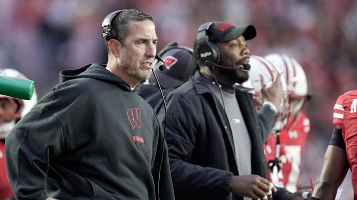 Wisconsin head coach Luke Fickell is shown during the first quarter of their game against Washington Saturday, November 8, 2025 at Camp Randall Stadium in Madison, Wisconsin.
