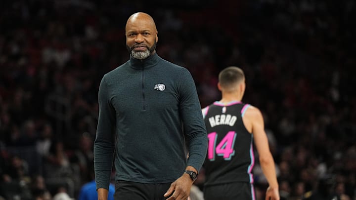 Mar 14, 2026; Miami, Florida, USA; Orlando Magic head coach Jamahl Mosley goes to gather his team during a timeout against the Miami Heat during the first half at Kaseya Center. Mandatory Credit: Jim Rassol-Imagn Images Mar 14, 2026; Miami, Florida, USA; Orlando Magic head coach Jamahl Mosley goes to gather his team during a timeout against the Miami Heat during the first half at Kaseya Center. Mandatory Credit: Jim Rassol-Imagn Images
