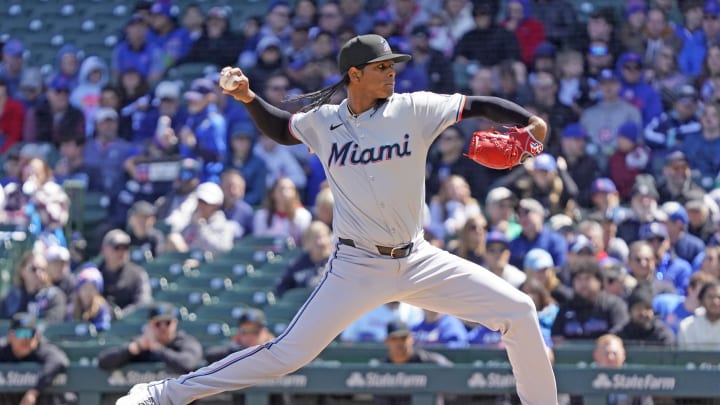 Miami Marlins pitcher Edward Cabrera is today's starter against the Colorado Rockies