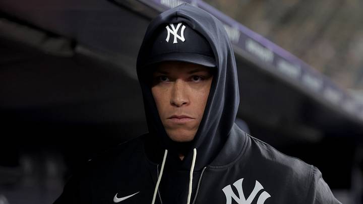 Sep 22, 2026; Bronx, New York, USA; New York Yankees injured right fielder Aaron Judge (99) walks through the dugout during the eighth inning against the Tampa Bay Rays at Yankee Stadium. Mandatory Credit: Brad Penner-Imagn Images Sep 22, 2026; Bronx, New York, USA; New York Yankees injured right fielder Aaron Judge (99) walks through the dugout during the eighth inning against the Tampa Bay Rays at Yankee Stadium. Mandatory Credit: Brad Penner-Imagn Images