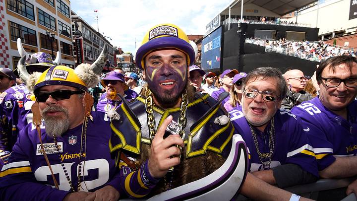 Vikings fans wait for their team picks during the final day of the NFL Draft Saturday, April 27, 2019, in Nashville, Tenn.

Gw42789