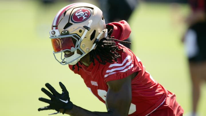 Jul 26, 2024; Santa Clara, CA, USA; San Francisco 49ers wide receiver Chris Conley (18) runs a pass route during Day 4 of training camp at SAP Performance Facility. Mandatory Credit: D. Ross Cameron-USA TODAY Sports