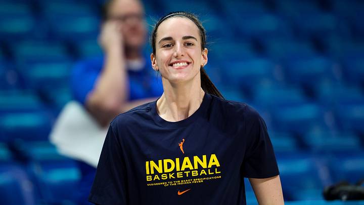 May 3, 2024; Dallas, Texas, USA; Indiana Fever guard Caitlin Clark (22) laughs before the game against the Dallas Wings at College Park Center. Mandatory Credit: Kevin Jairaj-Imagn Images May 3, 2024; Dallas, Texas, USA; Indiana Fever guard Caitlin Clark (22) laughs before the game against the Dallas Wings at College Park Center. Mandatory Credit: Kevin Jairaj-Imagn Images