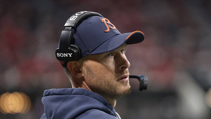 Oct 18, 2026; Atlanta, Georgia, USA;  Chicago Bears head coach Ben Johnson looks on during the fourth quarter against the Atlanta Falcons at Mercedes-Benz Stadium.  Mandatory Credit: Brett Davis-Imagn Images
