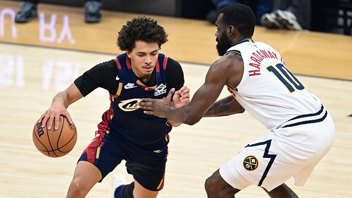 Jan 2, 2026; Cleveland, Ohio, USA; Cleveland Cavaliers guard Craig Porter Jr. (9) drives on Denver Nuggets guard Tim Hardaway Jr. (10) during the first half against the Denver Nuggets at Rocket Arena. Mandatory Credit: David Dermer-Imagn Images Jan 2, 2026; Cleveland, Ohio, USA; Cleveland Cavaliers guard Craig Porter Jr. (9) drives on Denver Nuggets guard Tim Hardaway Jr. (10) during the first half against the Denver Nuggets at Rocket Arena. Mandatory Credit: David Dermer-Imagn Images
