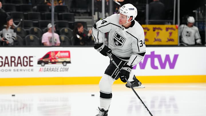 Nov 8, 2023; Las Vegas, Nevada, USA; Los Angeles Kings right wing Arthur Kaliyev
