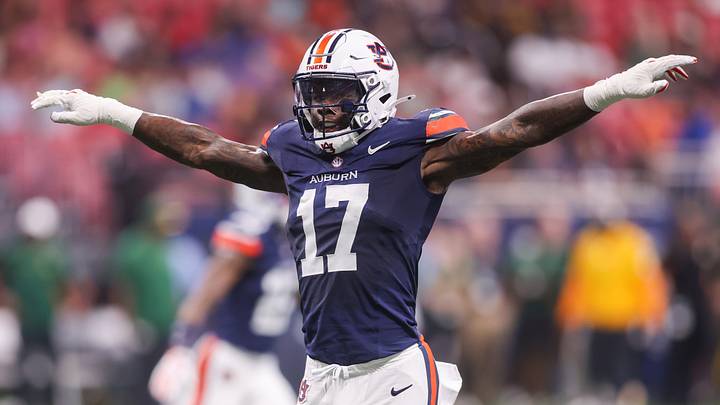 Sep 5, 2026; Atlanta, Georgia, USA; Auburn Tigers linebacker Xavier Atkins (17) reacts after a missed field goal against the Baylor Bears in the second quarter at Mercedes-Benz Stadium. Mandatory Credit: Brett Davis-Imagn Images Sep 5, 2026; Atlanta, Georgia, USA; Auburn Tigers linebacker Xavier Atkins (17) reacts after a missed field goal against the Baylor Bears in the second quarter at Mercedes-Benz Stadium. Mandatory Credit: Brett Davis-Imagn Images