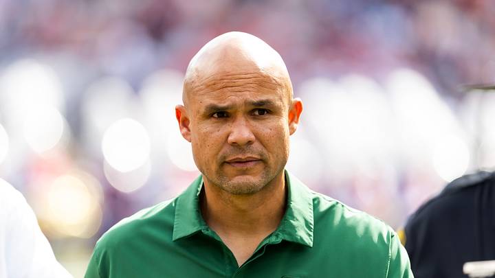 Nov 22, 2025; Tucson, Arizona, USA; Baylor Bears head coach Dave Aranda against the Arizona Wildcats at Casino Del Sol Stadium. Mandatory Credit: Mark J. Rebilas-Imagn Images