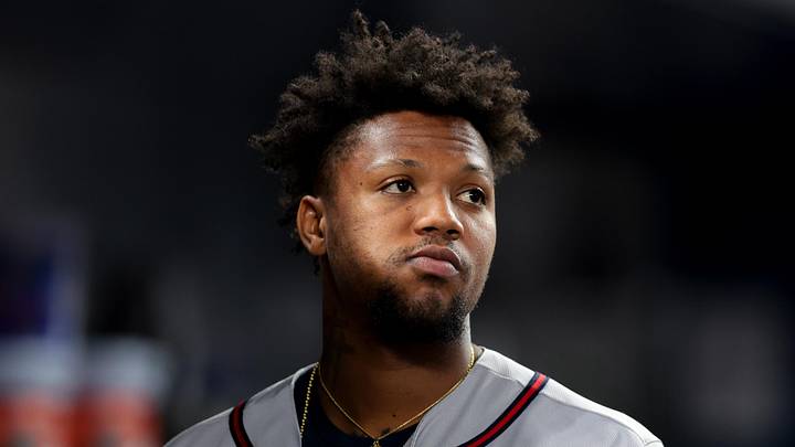 May 18, 2026; Miami, Florida, USA; Atlanta Braves right fielder Ronald Acuna (13) looks on from inside the dugout against the Miami Marlins during the fourth inning at loanDepot Park. Mandatory Credit: Sam Navarro-Imagn Images May 18, 2026; Miami, Florida, USA; Atlanta Braves right fielder Ronald Acuna (13) looks on from inside the dugout against the Miami Marlins during the fourth inning at loanDepot Park. Mandatory Credit: Sam Navarro-Imagn Images