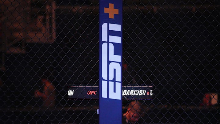 Dec 2, 2023; Austin, Texas, USA; ESPN signage during UFC Fight Night at Moody Center. Mandatory Credit: Dustin Safranek-Imagn Images Dec 2, 2023; Austin, Texas, USA; ESPN signage during UFC Fight Night at Moody Center. Mandatory Credit: Dustin Safranek-Imagn Images