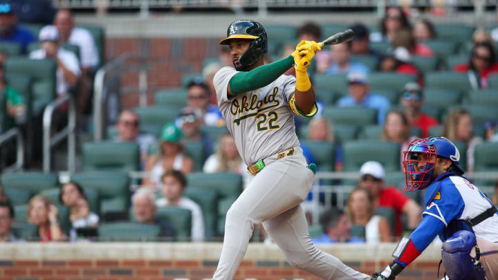 Oakland Athletics left fielder Miguel Andujar could be a trade target for the Atlanta Braves