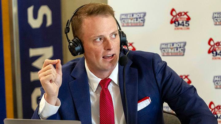 Jul 19, 2021; Hoover, Alabama, USA; SEC Network personality Greg McElroy visits Radio Row during SEC Media Days at Hyatt Regency Birmingham. Mandatory Credit: Vasha Hunt-USA TODAY Sports Jul 19, 2021; Hoover, Alabama, USA; SEC Network personality Greg McElroy visits Radio Row during SEC Media Days at Hyatt Regency Birmingham. Mandatory Credit: Vasha Hunt-USA TODAY Sports