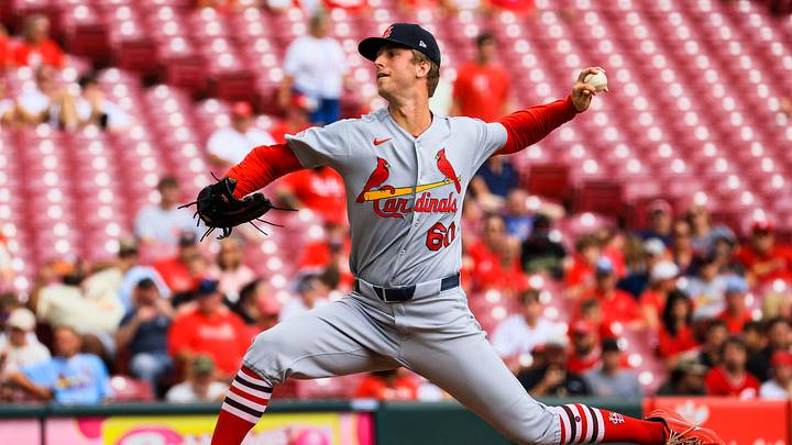 Aug 17, 2026; Cincinnati, Ohio, USA; St. Louis Cardinals starting pitcher Quinn Matthews (60) pitches against the Cincinnati Reds in the first inning at Great American Ball Park. Mandatory Credit: Katie Stratman-Imagn Images Aug 17, 2026; Cincinnati, Ohio, USA; St. Louis Cardinals starting pitcher Quinn Matthews (60) pitches against the Cincinnati Reds in the first inning at Great American Ball Park. Mandatory Credit: Katie Stratman-Imagn Images
