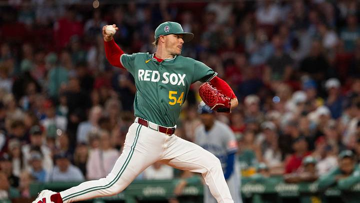 Sep 11, 2026; Boston, Massachusetts, USA;  Boston Red Sox pitcher Sonny Gray (54) pitches in the top of the first inning against the Kansas City Royals at Fenway Park.  Mandatory Credit: Natalie Reid-Imagn Images