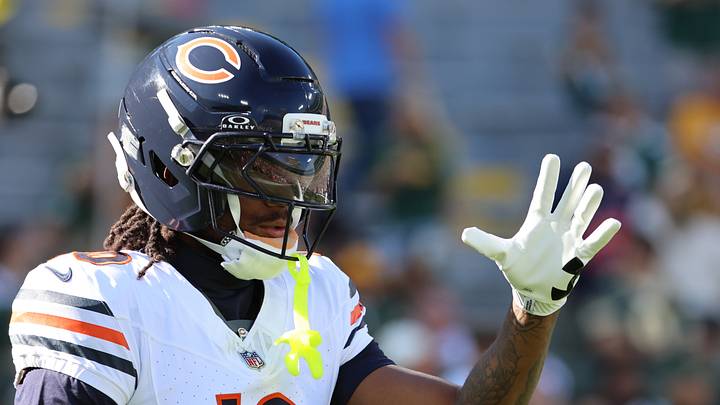 Chicago Bears wide receiver Luther Burden III (10) looks on